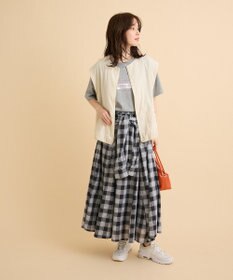 Green Parks イージーケアチェックボリュームスカート