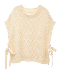 CRAFT STANDARD BOUTIQUE 洗える/2WAYケーブルニットリボンベスト