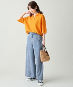 ANY L アクリルガーターポロ衿ニット