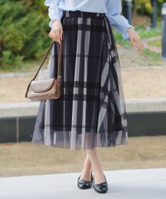 Tiaclasse L チュールレースチェックスカート