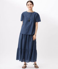 自由区 L 【カタログ掲載・接触冷感・洗える】エンブロイダリーローンティアード スカート