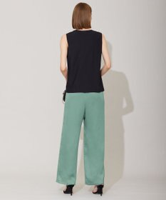 ICB 【接触冷感・洗える】サテンヨウリュウ ワイドストレートパンツ