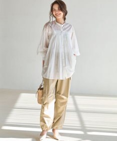 23区 L 【SLOW/一部店舗限定】コットンボイル ギャザー ブラウス