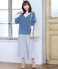 Tiaclasse 【洗える】表情豊かなメランジニットVネックトップス