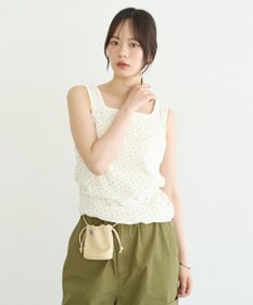 earth music&ecology パターンメッシュフラワーキャミソール