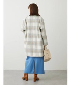 Green Parks コクーンシルエットチェックシャギーコート