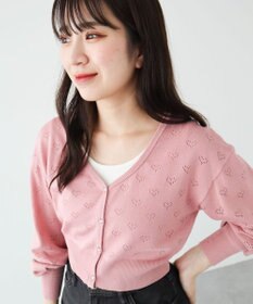 Green Parks ・ｓｗｉｎｇ　ｂｙ　ハート柄スカシニットカーディガン