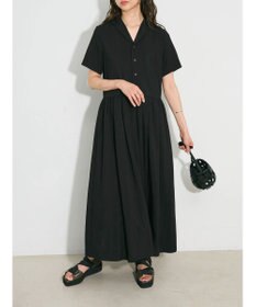 Green Parks ローウエスト切替開襟シャツワンピース