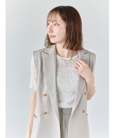 Te chichi パッチワークレース5分袖トップス