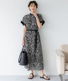 23区 L 【一部店舗限定/速乾性/洗える】モノトーンプリント ワンピース