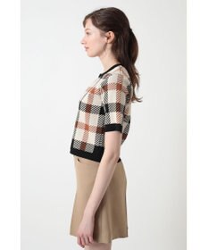 DAKS ビッグハウスチェックショート丈ジャカードニット