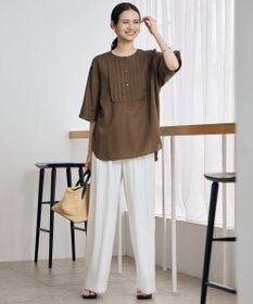 自由区 S ナチュラルリネンタックデザイン ブラウス