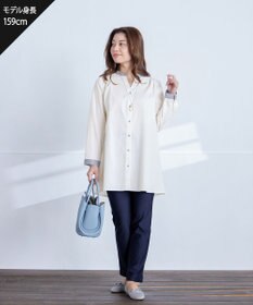 Tiaclasse L 【洗える】クレリックシャツチュニックブラウス