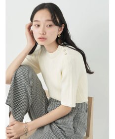 earth music&ecology ショルダーボタンリブニットプルオーバー