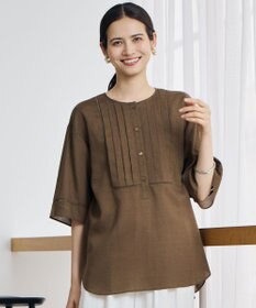 自由区 S ナチュラルリネンタックデザイン ブラウス