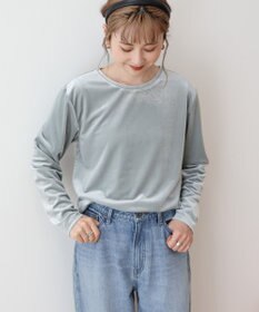 AMERICAN HOLIC ベロアクルーネックカットプルオーバー