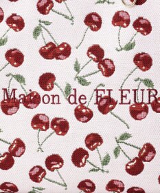 Maison de FLEUR チェリー柄ゴブランスクエアトートバッグ