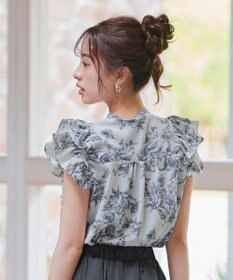 Tiaclasse 【新色追加・洗える】花柄フリルシャツブラウス