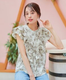 Tiaclasse 【新色追加・洗える】花柄フリルシャツブラウス