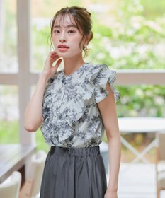 Tiaclasse 【新色追加・洗える】花柄フリルシャツブラウス