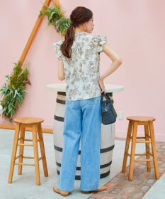 Tiaclasse 【新色追加・洗える】花柄フリルシャツブラウス