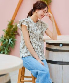 Tiaclasse 【新色追加・洗える】花柄フリルシャツブラウス