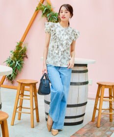 Tiaclasse 【新色追加・洗える】花柄フリルシャツブラウス