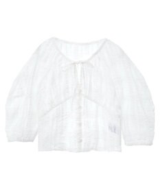 earth music&ecology シアーチェックパフスリーブブラウス