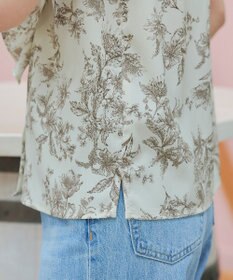 Tiaclasse 【新色追加・洗える】花柄フリルシャツブラウス