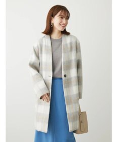 Green Parks コクーンシルエットチェックシャギーコート