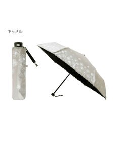 MOONBAT 【遮光率100％/遮熱/UV】LANVIN en Bleu (ランバン オン ブルー)晴雨兼用日傘 フラワーグリッター シルバースカラ刺繍 花柄 折りたたみ傘 簡単開閉