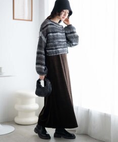 WEGO 段染めボーダーモヘアライクニット