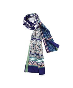 Marca ＜秋の新作！＞【Marcaオリジナル】コラージュプリント ナロースカーフ シルクツイル