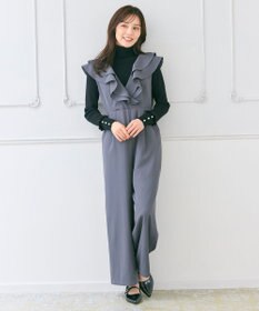 Feroux フリルデザイン サロペット パンツ