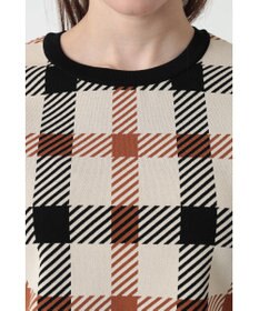 DAKS ビッグハウスチェックショート丈ジャカードニット