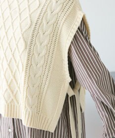 CRAFT STANDARD BOUTIQUE 洗える/2WAYケーブルニットリボンベスト