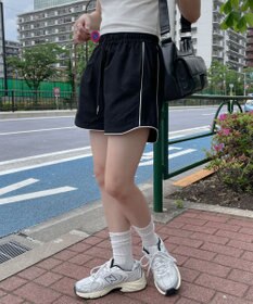 WEGO 【ウエストゴム】パイピングラインショートパンツ