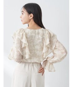 earth music&ecology 花柄ラッフルブラウス