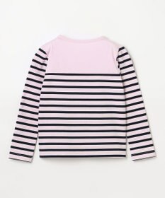 組曲 KIDS 【110-140㎝】フラワー刺繍ボーダー Tシャツ