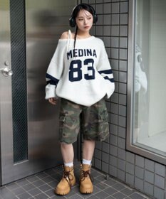 WEGO フラッフィー2WAYグラフィックワンショルBIGニット