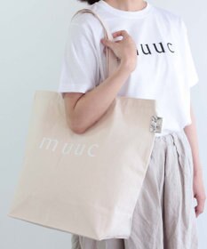 muuc 〈コットンキャンバス生地〉〈就労支援〉ロゴ入りマルシェバッグ（マチあり）