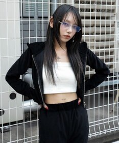 WEGO ベロアショートZIPパーカー