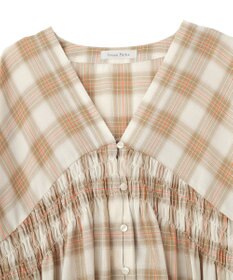 Green Parks 【しゃれシャツ】イージーケアＶネックチェックブラウス