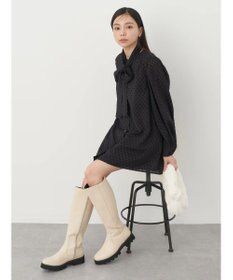 earth music&ecology ドットチュニック丈リボン付きワンピース