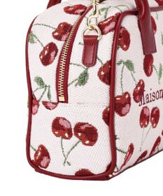 Maison de FLEUR チェリー柄ゴブランボストンバッグ