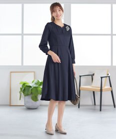 Tiaclasse L 【セレモニー・新色追加】ハートネックくるみ釦ワンピース