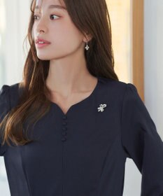 Tiaclasse 【セレモニー・XSサイズ追加・新色追加】ハートネックくるみ釦ワンピース