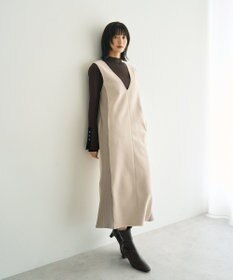 YECCA VECCA ニット切替フェイクスエードジャンスカ