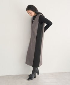 YECCA VECCA ニット切替フェイクスエードジャンスカ