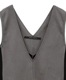 YECCA VECCA ニット切替フェイクスエードジャンスカ